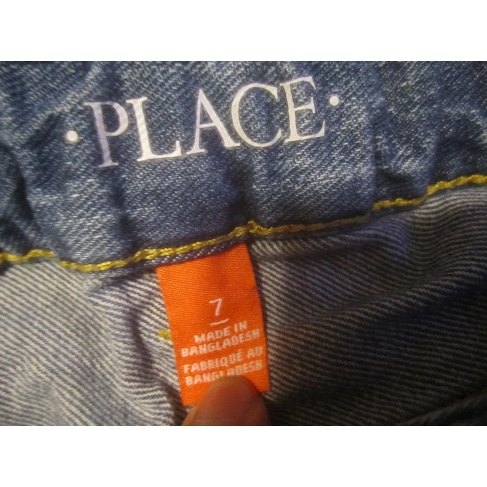 Children's Place Jean Shorts 7 Blue Denim Distressed Adjustable Waist